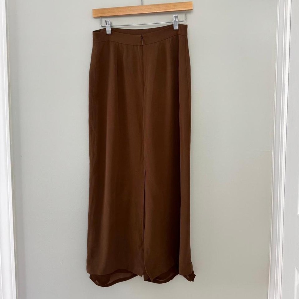 Casual Corner Brown Midi Silk Skirt - Picture 3 of 8